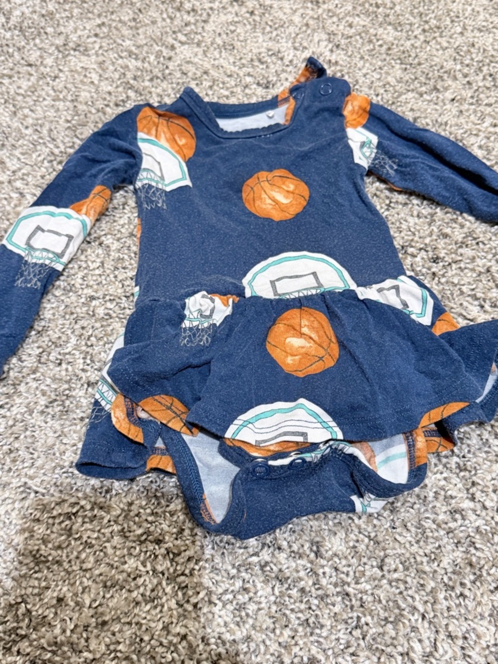 Posh Peanut Navy Blue Basketball Print One-Piece